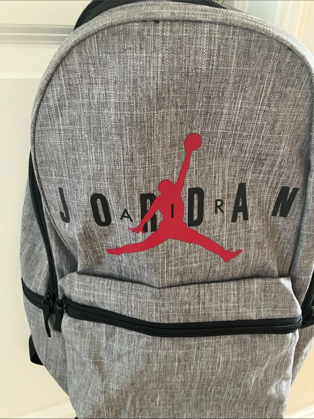 Jordan Gray Backpack with Red Jumpman Logo